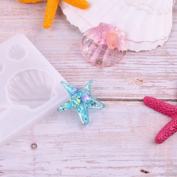 6 well Nautical Ocean Beach Shells Starfish Themed Mold +BONUS FREEBIES LOT - Picture 2 of 7